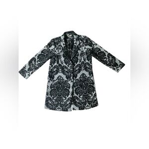 Soft Surroundings Women’s Damask  Black and Gray Mid Length Coat Size Medium